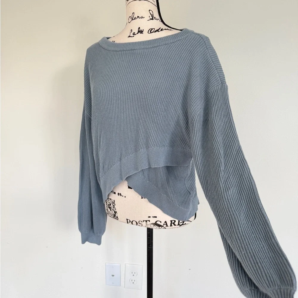 lululemon Reversible Crossover Sweater Blue Chambray Cashmere Blend Sz 12